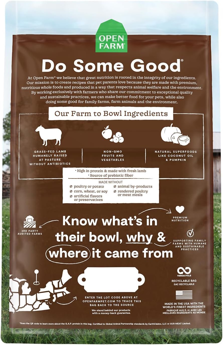 , Grain Free Dry Cat Food, High-Protein Kibble for a Complete & Balanced Diet, Non-Gmo Fruits & Vegetables, Prebiotic Fibers to Support Digestion, Pasture-Raised Lamb Recipe, 4Lb Bag