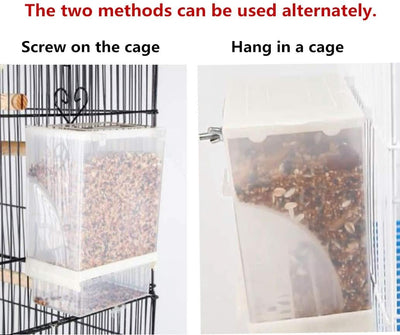 Parrot Automatic Feeder,No-Mess Bird Feeder,Cage Accessories for Budgerigar Canary Cockatiel Finch Parakeet Seed Food Container by  (Screw-Fixed Bird Feeders)
