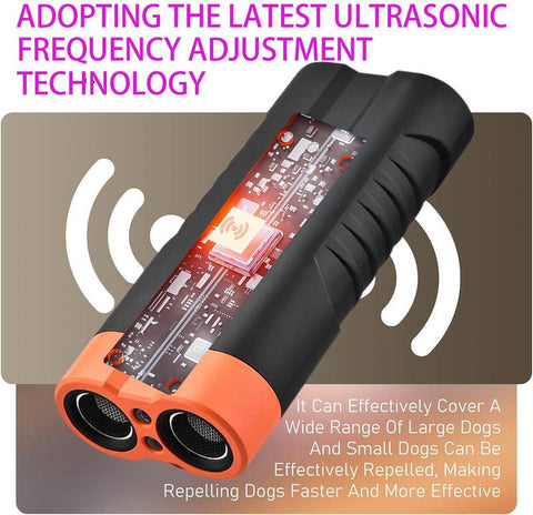 Dog Bark Stopper, Dog Bark Deterrent Deters，Barks No More Dog Training Device(Own or Neighbour'S Dog), Long Range Ultrasonic, Alternative to Painful Dog Training Collars and Bark Collars, Dog Training Self-Rolling LED