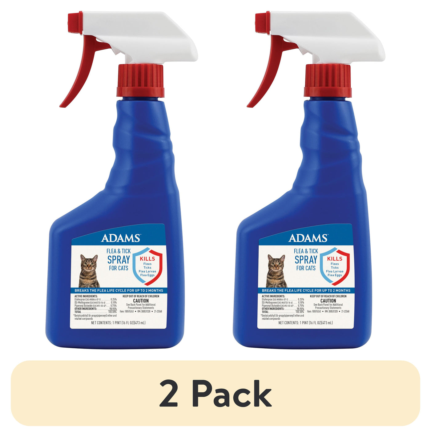 (2 Pack)  Flea and Tick Spray for Cats, 16 Ounces