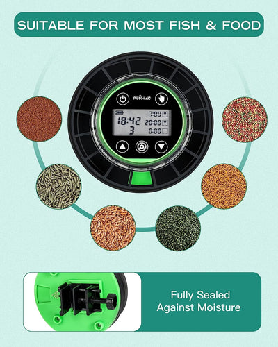 Automatic Fish Feeder for Aquarium, Rechargeable Fish Food Feeder Automatic Dispenser with Timer, Precise Feeding Auto Fish Feeder for Vacation, LCD Display