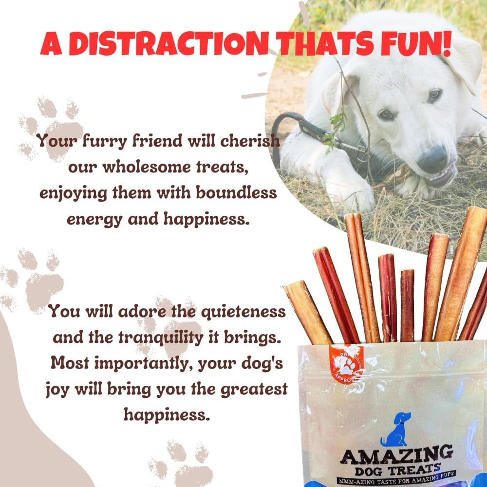 - 6 Inch Medium Size Bully Sticks (25 Count) - Bulk Bully Sticks for Dogs - No Hide Bully Stick Dog Bones