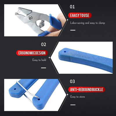 300 Pieces Wire Cage Clips with 1 Piece Wire Cage Buckle Snap Plier for Rabbit Chicken Pet Dog Cat Coop(Silver, Blue)