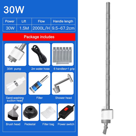 Aquarium Water Change Pump Electric Fish Tank Cleaning Tool Vacuum Water Changer Gravel Cleaner Siphon Filter Pump 20W 30W 220V
