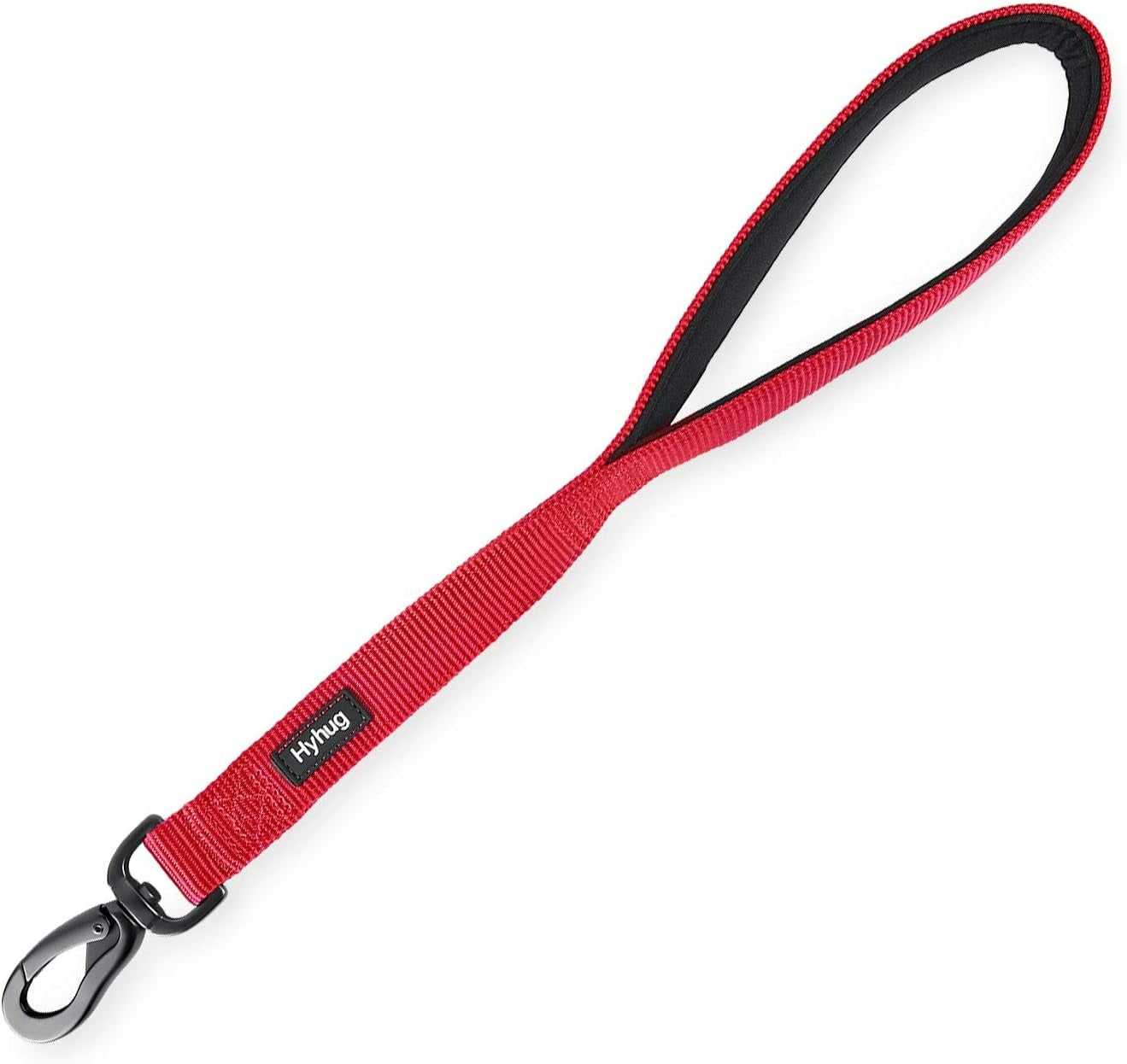 Traffic Nylon 18 Inches Short Leash with Soft Neoprene Padded Handle for Giant Large Medium Boy and Girl Dogs - Professional Training, Daily Use Walking. (Red)