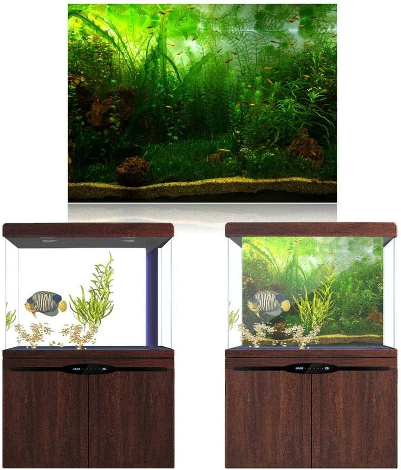 Aquarium Background Fish Decorations Pictures PVC Adhesive Poster Water Grass Backdrop Decoration Paper Cling Decals Sticker(61 * 30Cm)