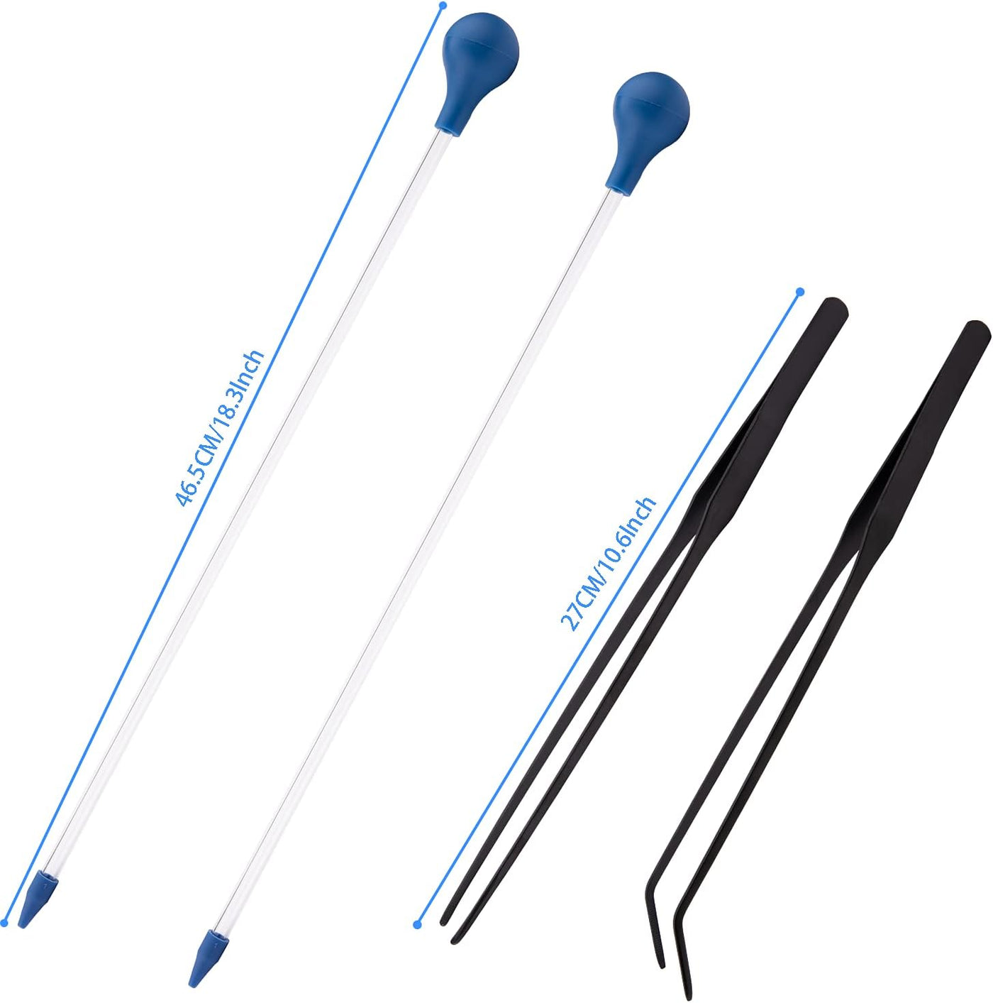 Coral Feeder Long Syringe, 2 Units, SPS HPS Marine Reef Coral Feeder Tool, 2 Tweezers for Coral Frag, Fish Excreta Cleaner