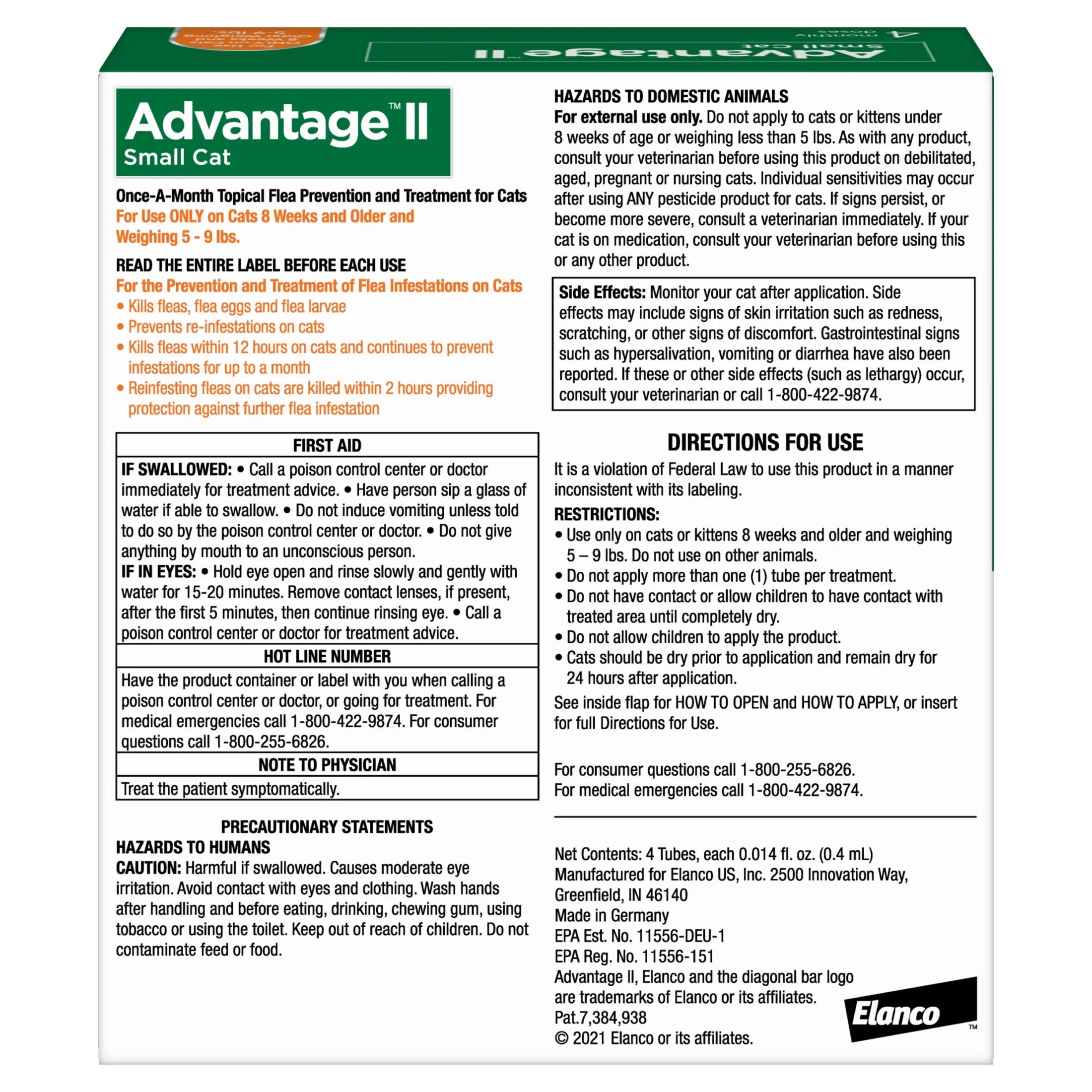 Vet-Recommended Flea Prevention for Small Cats 5-9 Lbs, 4-Monthly Treatments