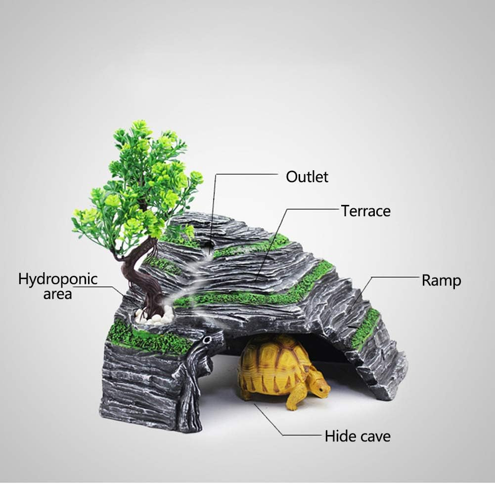Reptile Box Shelter Terrarium Hideout Caves Turtle Ramp Basking Platform Habitat Decor Humidify Hide Cave Resin Rock