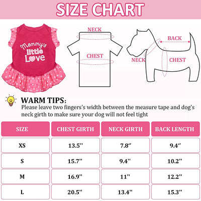 2 Pieces Dog Dresses for Small Dogs Cute Girl Female Dog Dress Mommy Puppy Shirt Skirt Doggie Dresses Pet Summer Clothes Apparel for Dogs and Cats (Love and Me,X-Small)
