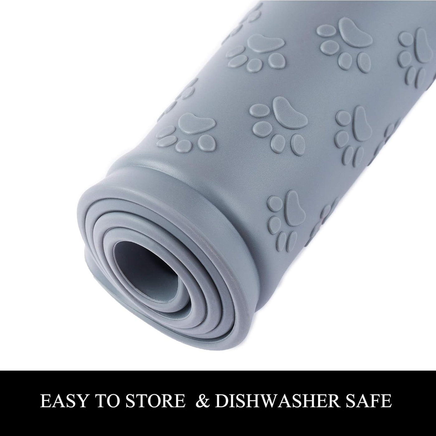 Cat & Dog Food Mat, Sillicone Waterproof Pet Bowl Placement Tray to Stop Food Spills and Water Messes Out to Floor (M: 18.9X11.8In, Grey)