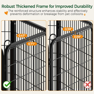 32-Inch Heavy Duty Dog Pen- Foldable Metal 16 Panel Dog Pen Dog Exercise Pen Barrier Kennel Portable Cat Duck Chicken Puppy Fence with Door Outdoor & Indoor Black