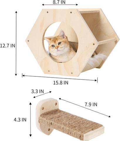 Cat Wall Shelves, Cat Shelves for Wall, Cat Wall Furniture, Cat Shelf with 3 Ste