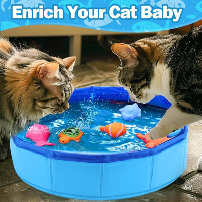 1 Set Cat Pool Toy with Fish-Water Cat Toys, Portable Cat Pool Toy, Cat Water Toys for Bored Indoor Cats, Interactive Cat Toys for Indoor Cats, Textiles & Soft Furnishings