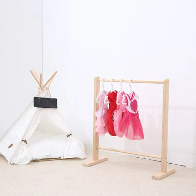 Pet Hanger Dog Clothes Rack Wooden Wardrobe for Dogs Solid Wood Coat Rack Floor Organizer for Pet Clothing