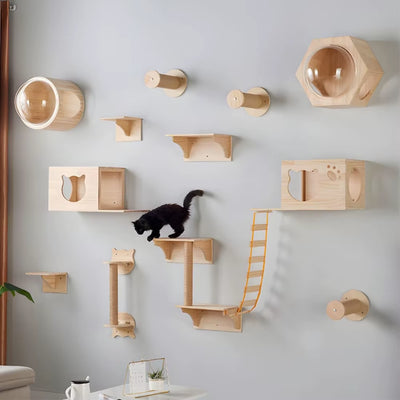Wall-Mounted Cat Scratching Rope Jute Cats Climbing Shelves Jumping Platform & Pedal for Cats Sleeping Cat Furniture Pet Toys