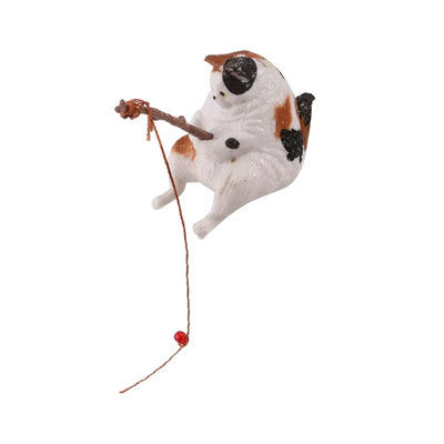 Fishing Cat Ornaments Aquarium Decoration Fish Landscaping Cartoon Cat Statue Mini Resin Figurine Home Decorations