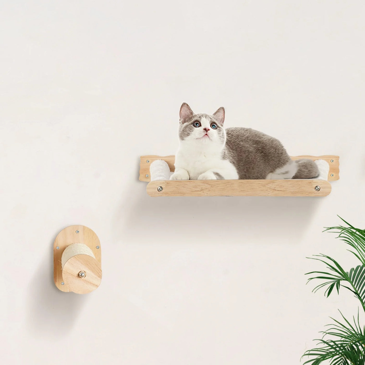 VEVOR Wall Mounted Cat Shelves with 2 Jumping Posts & 2 Hammocks up to 40 Lbs