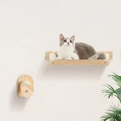 VEVOR Wall Mounted Cat Shelves with 2 Jumping Posts & 2 Hammocks up to 40 Lbs