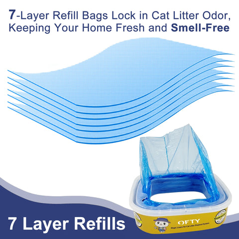Cat Genie Refill Compatible with Litter Genie Pails, Large Capacity 21 Ft Last up to 3 Months, 7-Layer Film with Odor-Lock Tech, Pack of 4