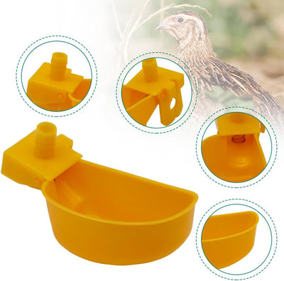 12Pcs Quail Water Cups Pigeon Automatic Bird Waterer for Cage Hang Drinker Breeding Poultry Drinking Bowls(Yellow)
