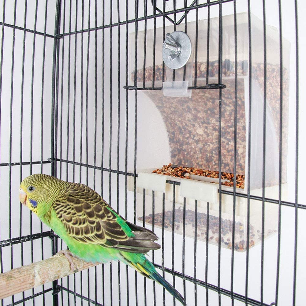Parrot Automatic Feeder,No-Mess Bird Feeder,Cage Accessories for Budgerigar Canary Cockatiel Finch Parakeet Seed Food Container by  (Screw-Fixed Bird Feeders)