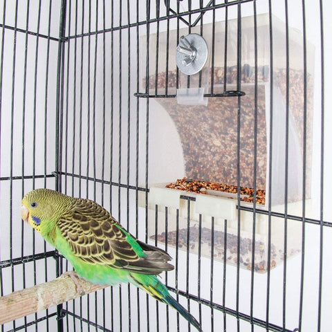 Parrot Automatic Feeder,No-Mess Bird Feeder,Cage Accessories for Budgerigar Canary Cockatiel Finch Parakeet Seed Food Container by  (Screw-Fixed Bird Feeders)