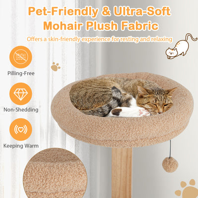 4-Layer Wooden Cat Tree 51 Inch Tall Cat Tower with Condo and Washable Cushions