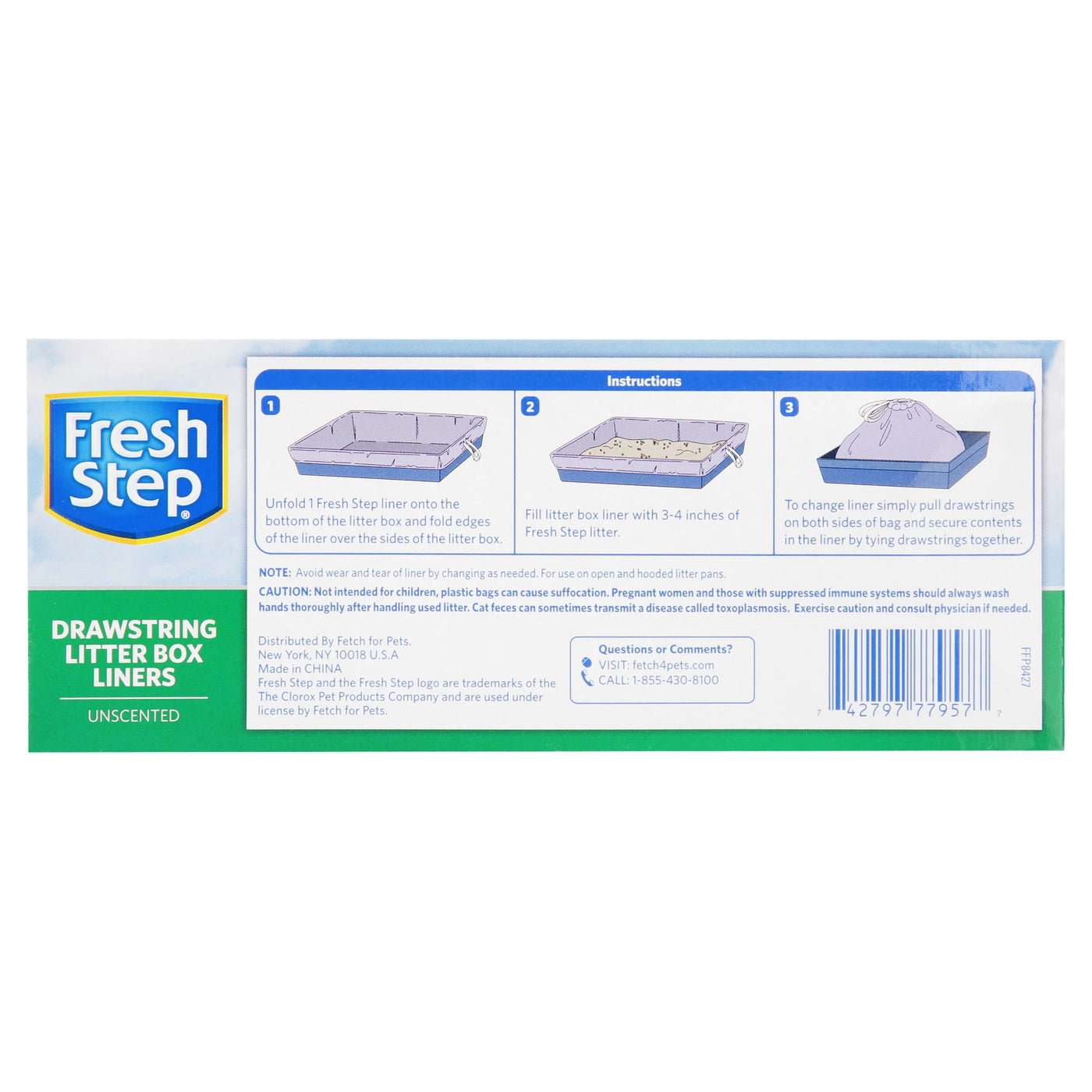 Drawstring Cat Litter Box Liners Unscented Large, 30" X 17" 7 Count