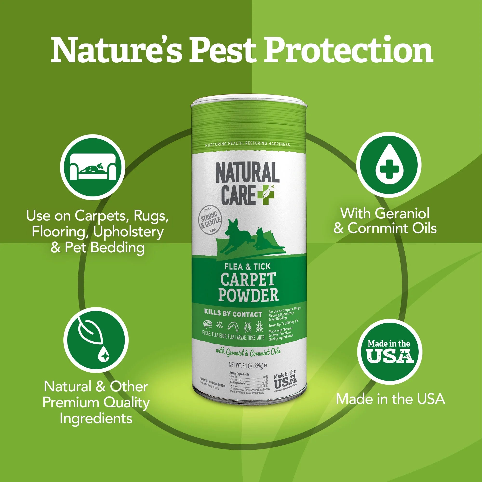 Flea and Tick Carpet Powder - 8.1 Ounce Canister