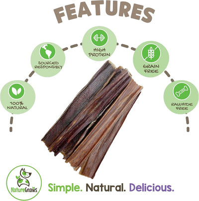 Beef Gullet Chews for Large Dogs 9-10" (20 Count) - Natural Beef Jerky Stick Dog Chew Treats - Rawhide Free