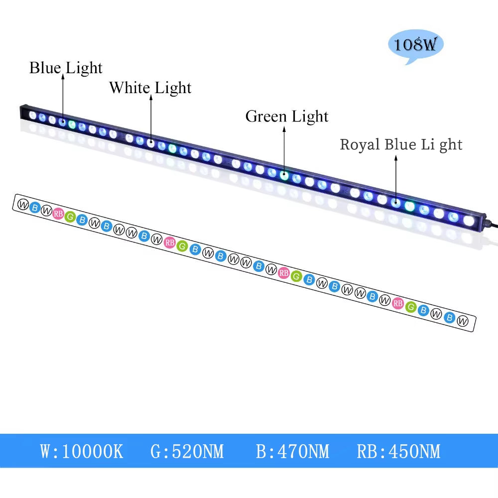 54W 81W 108W Led Aquarium Light Aquarium Light for Fish Plants Coral Reef Fish Tank Lights Aquarium Lamp Home Lighting Aquarium