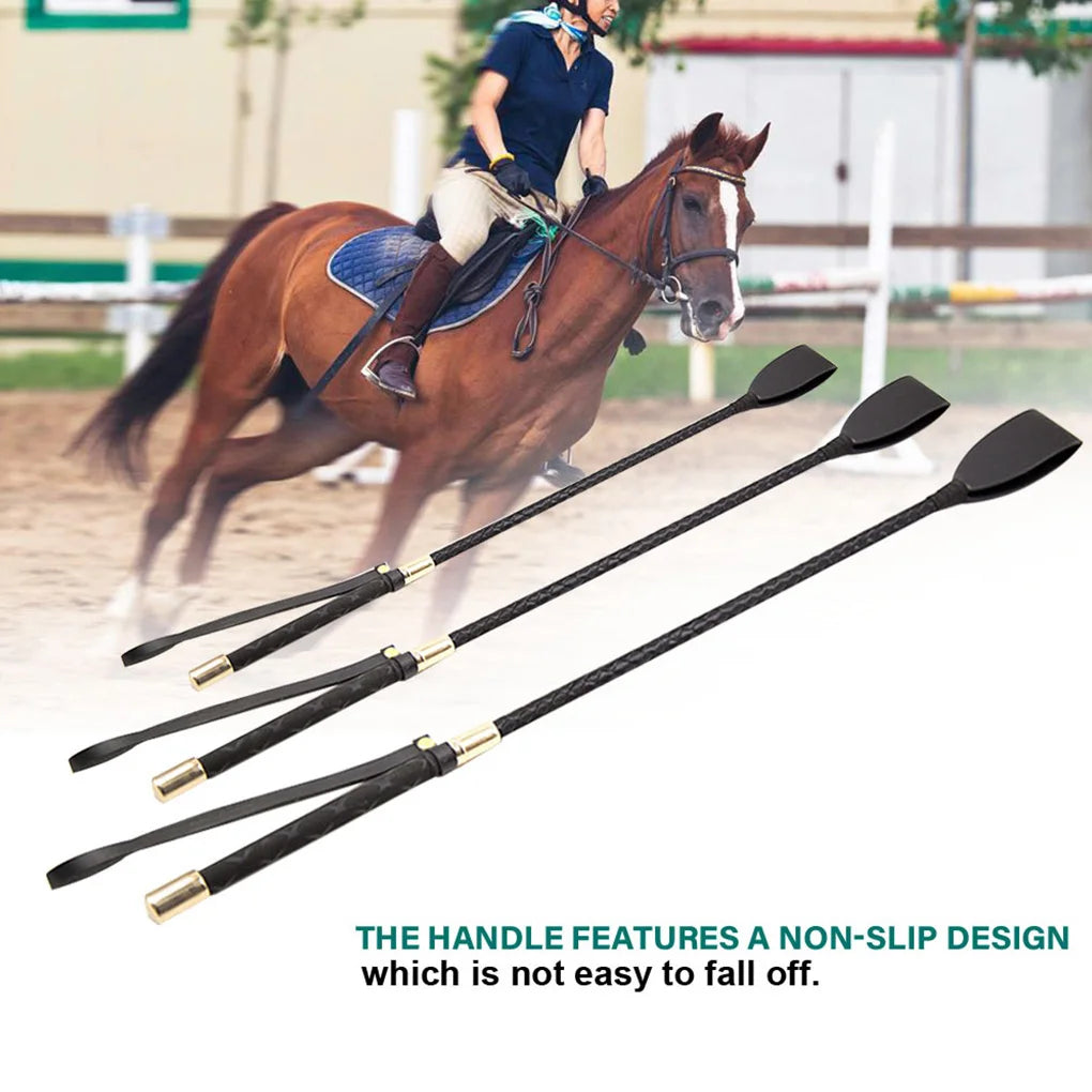 Riding Crop Durable Equestrian Training PU Leather Portable Pointer Lightweight Non-Slippery with Handle Horse Whip Racing