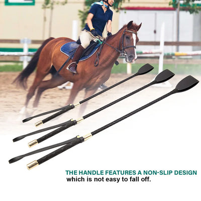 Riding Crop Durable Equestrian Training PU Leather Portable Pointer Lightweight Non-Slippery with Handle Horse Whip Racing