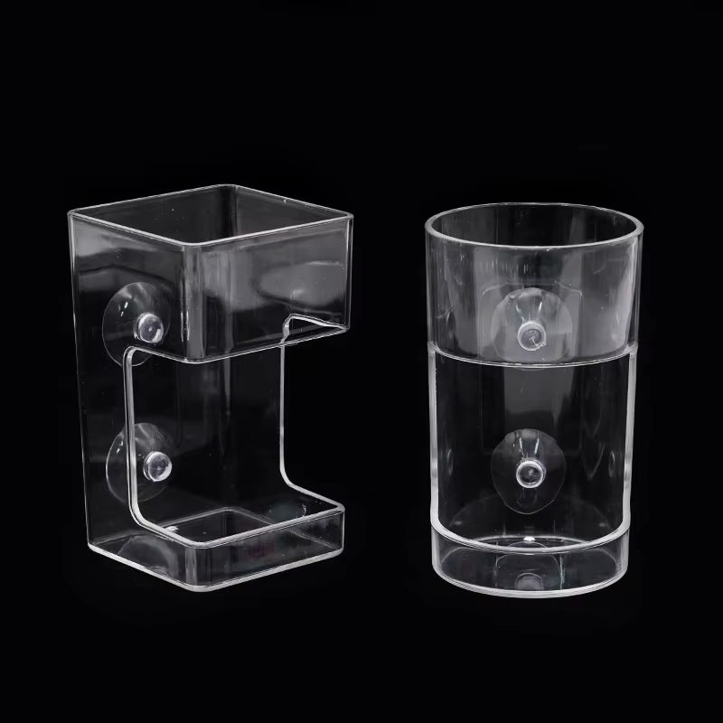 Fish Feeders Aquarium Feeding Ring Floating Food Tray Feeder with Suction Cups Transparent Fish Aquatic Pet Supplies