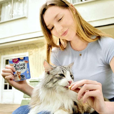 Juicy Bites Grain-Free, Soft, Moist, Chewy Cat Treats with Vitamin E and Green Tea Extract, 0.4 Ounces per Pouch, 9 Pouches Total (3 per Bag), 3 Flavor Variety Pack