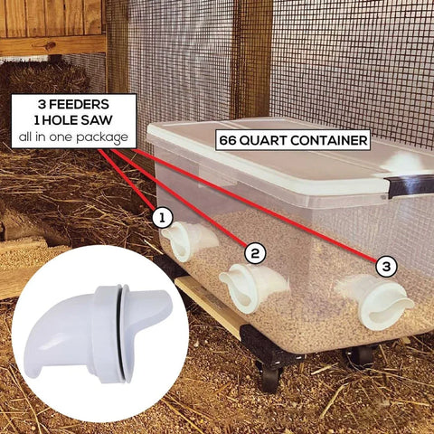 Automatic Gravity Chicken Feeder DIY Rainproof Poultry Feeder Port Reduce Spillage Food Farm Chicken Duck Food Hole Opener Tool