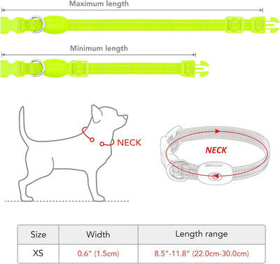 Light up Dog Collar for Small Dog, XS Adjustable Size Nylon Collar USB Rechargeable Bright Safety Pet Collar for Cats Dogs (Green)