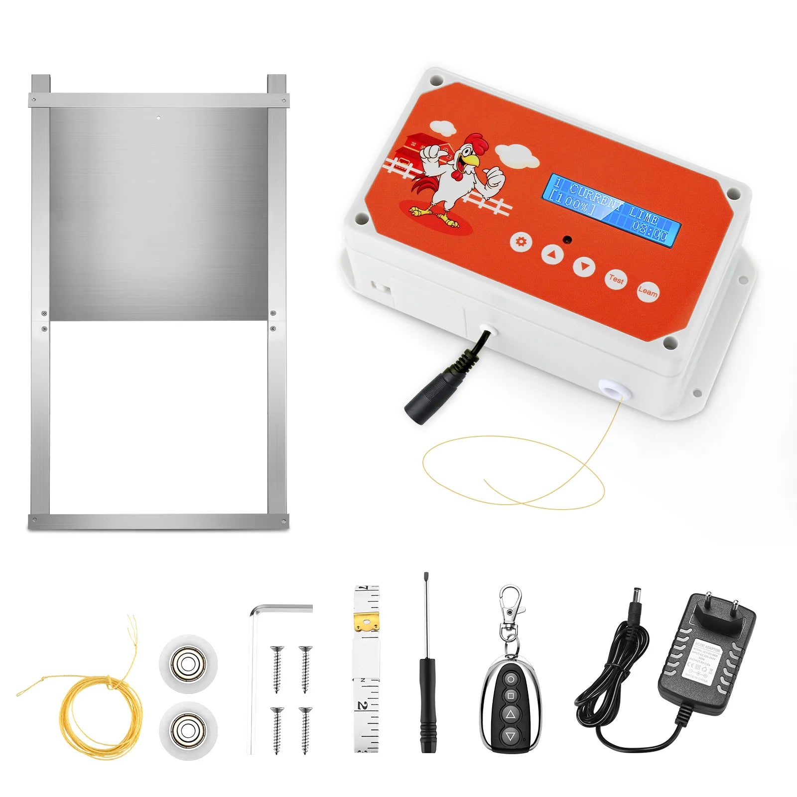 Upgrade Automatic Chicken Coop Door with 2/4 Pulleys + Spare Rope Chicken Door Chicken Toys for Chickens Household Chicken Cage