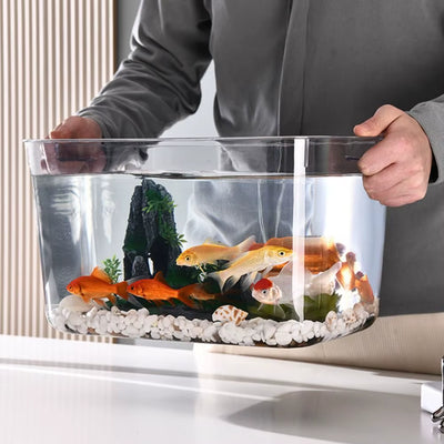 Transparent Explosion-Proof Plastic Fish Tank Fall Prevention PET Desktop Goldfish Bowl Small Ecological Water Tank