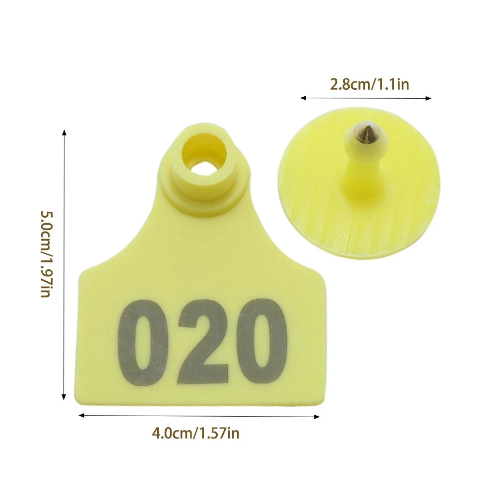 100 Pcs Copper Head Laser Number Ear Tag Label Pig Sheep Digital Sign TPU Material Farm Animals Identity Mark Supplies