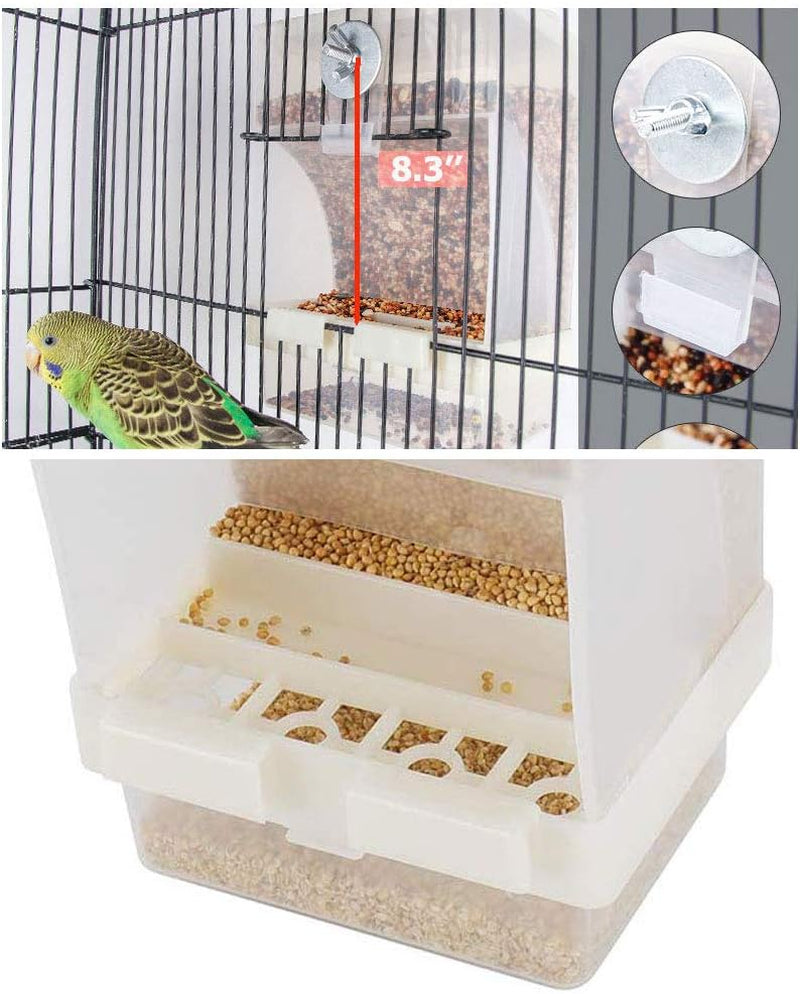 Parrot Automatic Feeder,No-Mess Bird Feeder,Cage Accessories for Budgerigar Canary Cockatiel Finch Parakeet Seed Food Container by  (Screw-Fixed Bird Feeders)