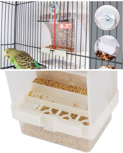 Parrot Automatic Feeder,No-Mess Bird Feeder,Cage Accessories for Budgerigar Canary Cockatiel Finch Parakeet Seed Food Container by  (Screw-Fixed Bird Feeders)