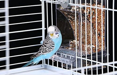 No Mess Bird Cage Feeder Automatic Acrylic Parrot Feeder Bird Cage Accessories for Parakeets Canary Cockatiel Finch (Transparent)