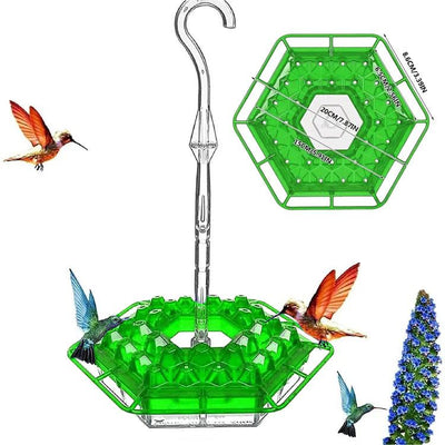 Hanging Outdoor Hummingbird Feeder - Red Hexagonal Bird Drinking Artifact with 30 Feeding Ports, Sealed & Leak-Proof, Easy to Assemble