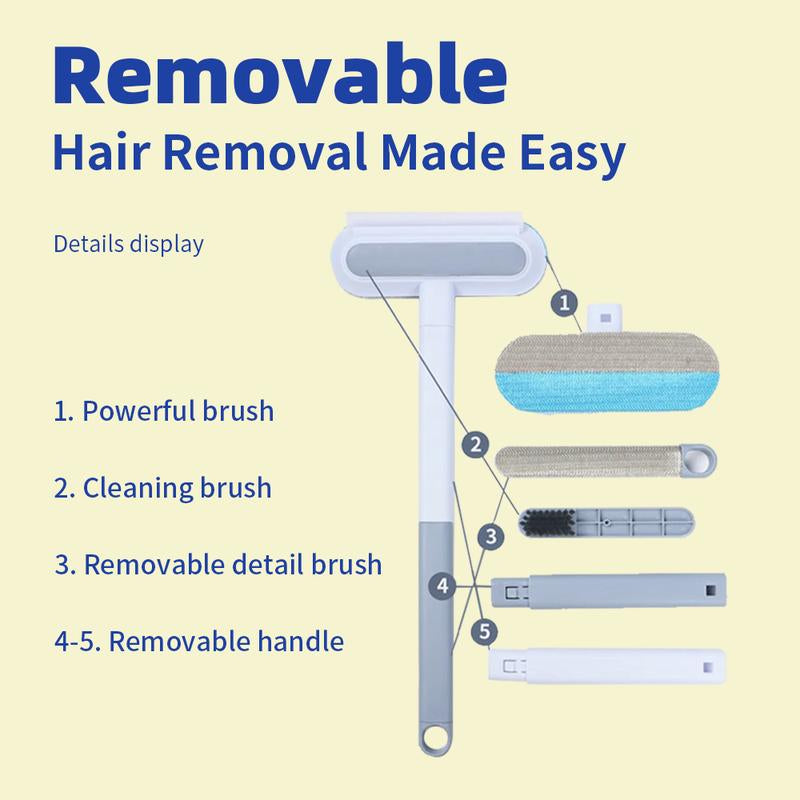 2Pcs Pet Hair Removal Brush, 4 In1 Cat and Dog Hair Removal for Couch with Extra Long Handle, 17-Inch, Cat Fur Removal Tool for Furniture, Carpet, Clothes, Bedding, Tile, Hardwood Floor