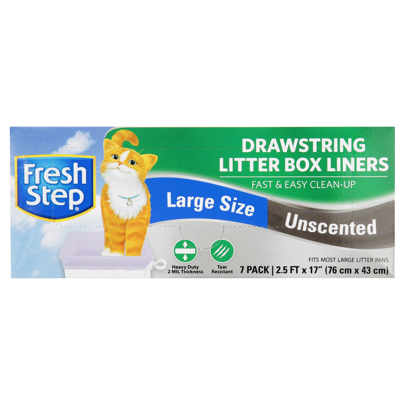 Drawstring Cat Litter Box Liners Unscented Large, 30" X 17" 7 Count