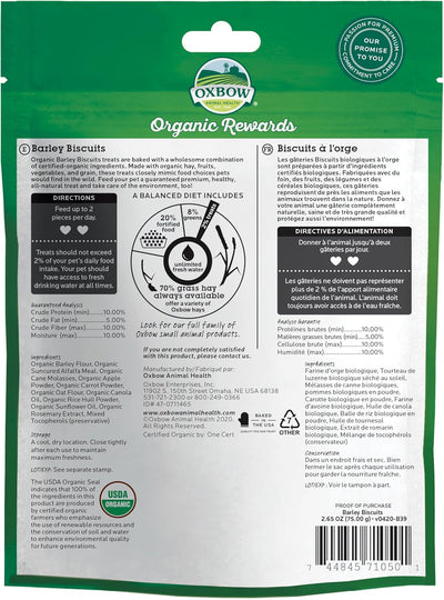 Animal Health Simple Rewards Barley Biscuit Treats, Barley Guinea Pig & Bunny Treats, Pet Snack for Rabbit, Carrot, Apple, Made with  Guinea Pig Hay, Alfalfa for Rabbit, 2.65 Oz Bag