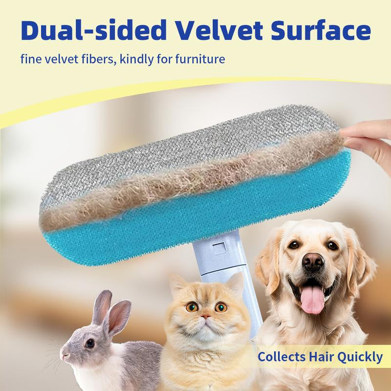 2Pcs Pet Hair Removal Brush, 4 In1 Cat and Dog Hair Removal for Couch with Extra Long Handle, 17-Inch, Cat Fur Removal Tool for Furniture, Carpet, Clothes, Bedding, Tile, Hardwood Floor