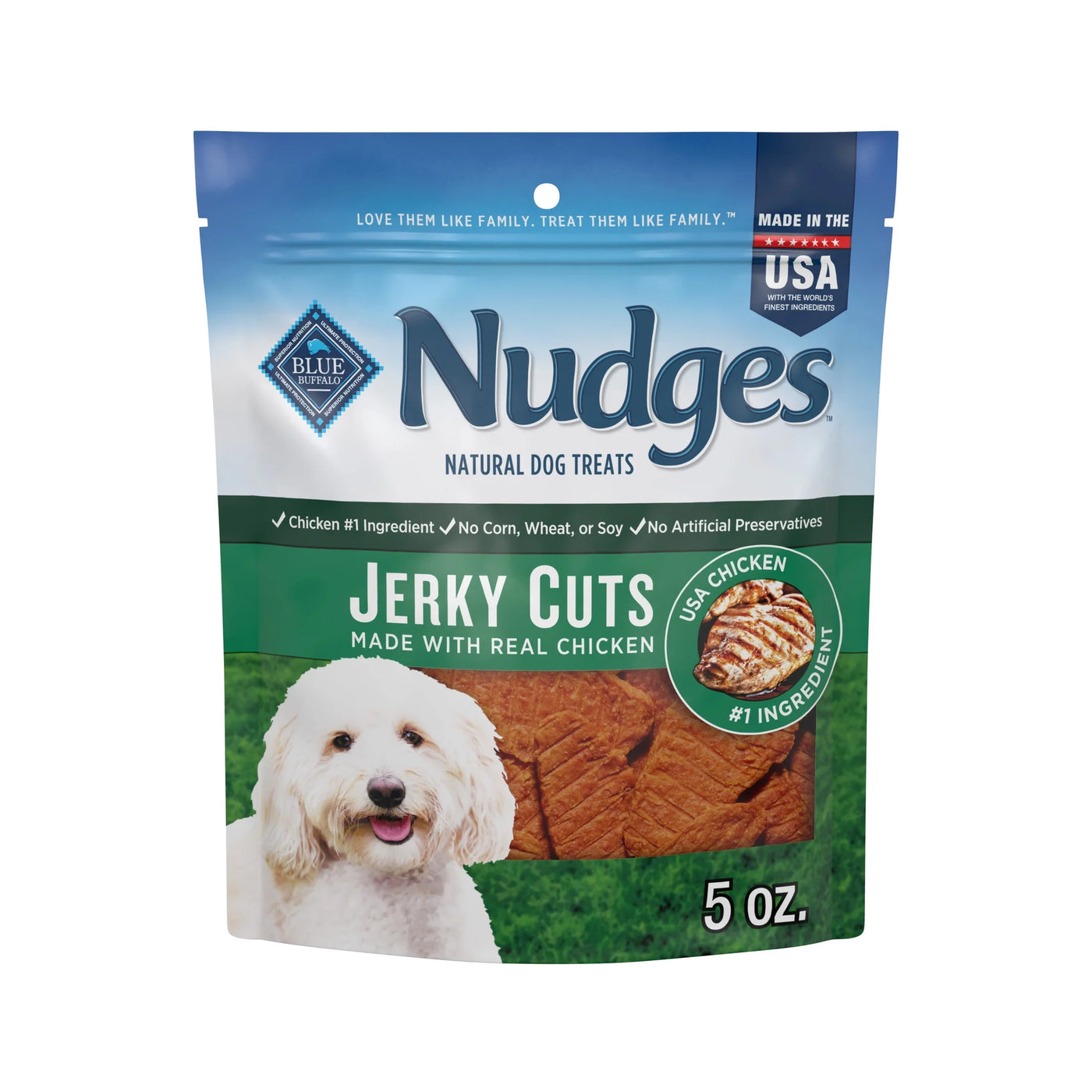 Nudges Jerky Cuts Dog Treats Made with Real Chicken, 5-Oz. Bag